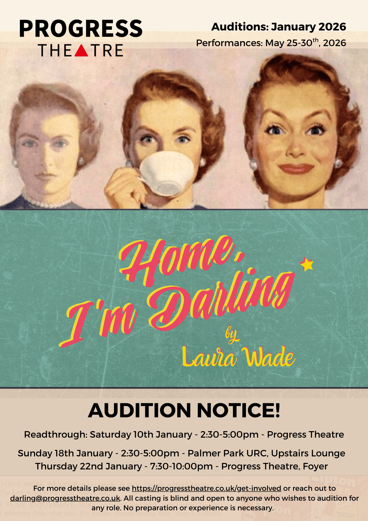 Home, I'm Darling auditions notice